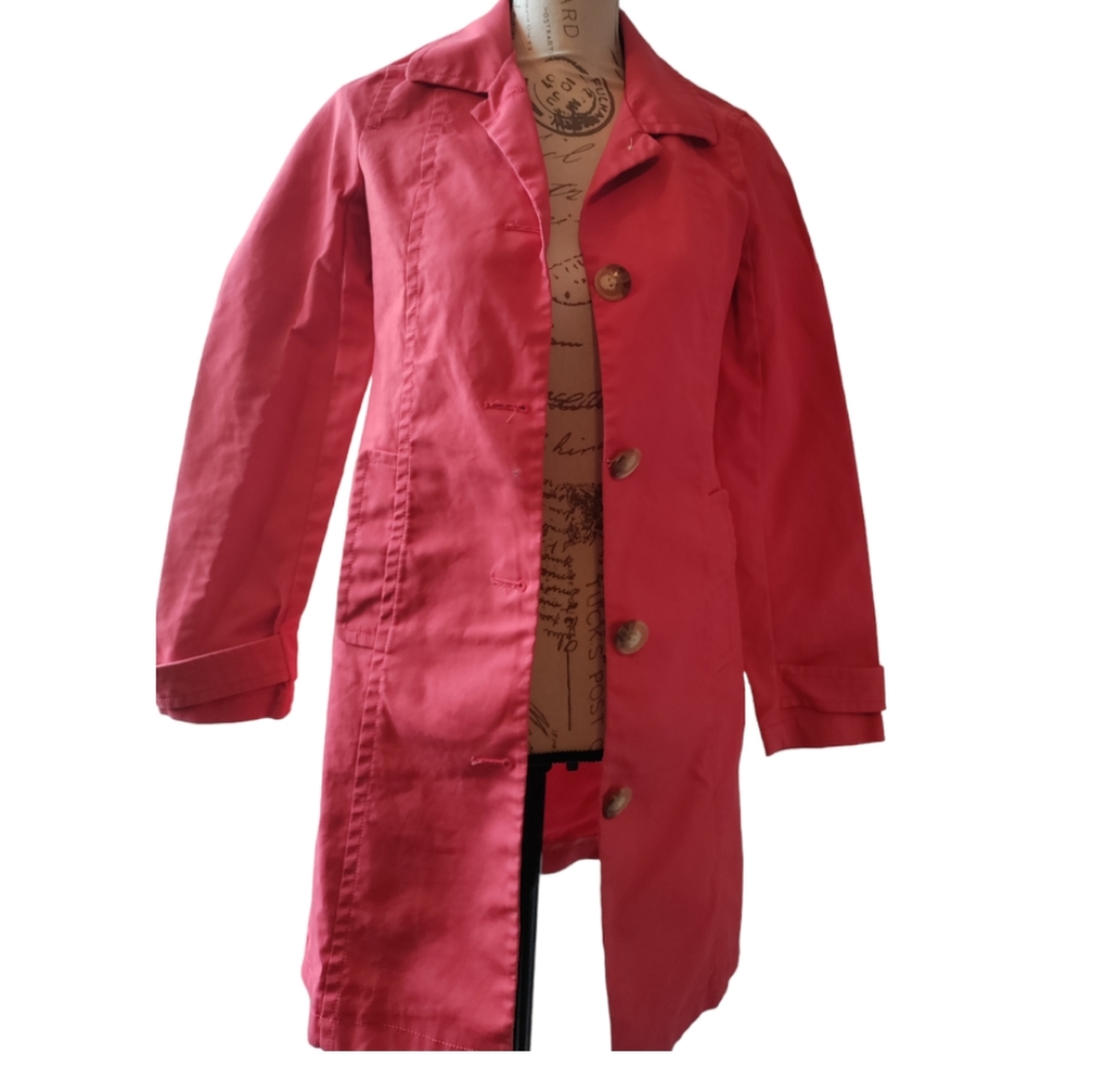 Vintage 1994 Old Navy Coral Pink Peacoat XS Button Front Spring Coat